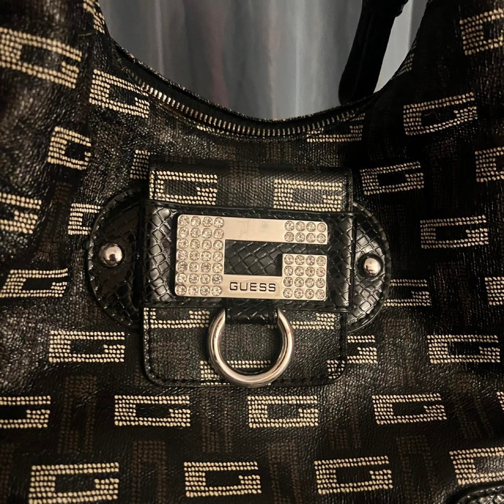 GUESS Monogram Rhinestone Hobo Bag - Picture 2 of 7